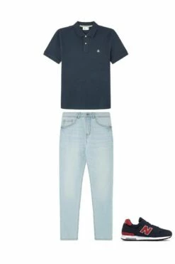 Springfield Conjunto De Jeans, Polo Y Zapatillas