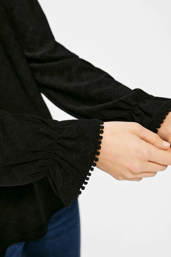 Springfield Blusa Negra Bordado Suizo - Imagen 5