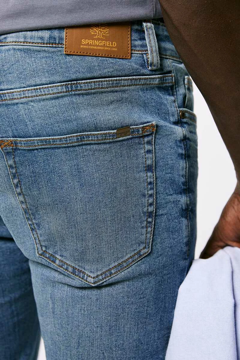 Springfield Jeans Skinny Lavado Medio Ensuciado - Imagen 6