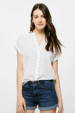 Springfield Blusa Cuello Mao Algodón