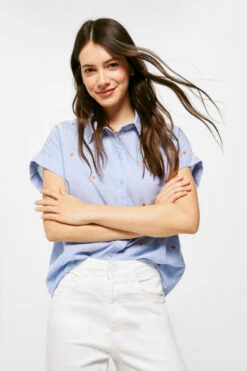 Springfield Blusa Chambray Bordados Algodón