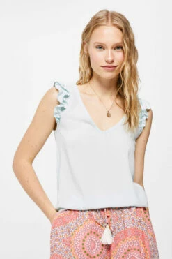 Springfield Blusa Bimateria Tirantes Volantes