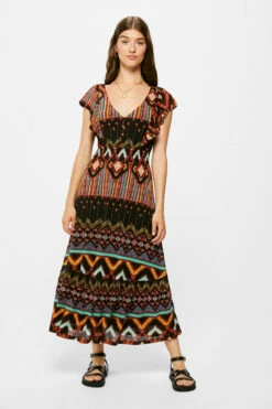 Springfield Vestido Midi Estampado Étnico